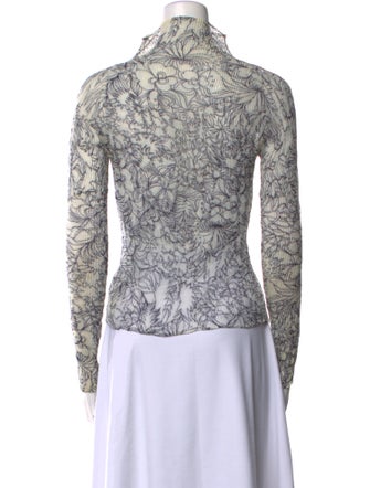 Issey Miyake Fete Floral Print Turtleneck Blouse