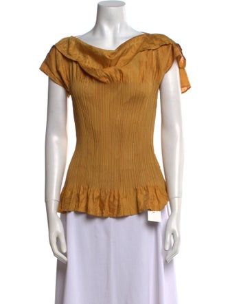 Issey Miyake Fete Cowl Neck Short Sleeve Top