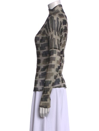 Issey Miyake Fete Printed Mock Neck Blouse