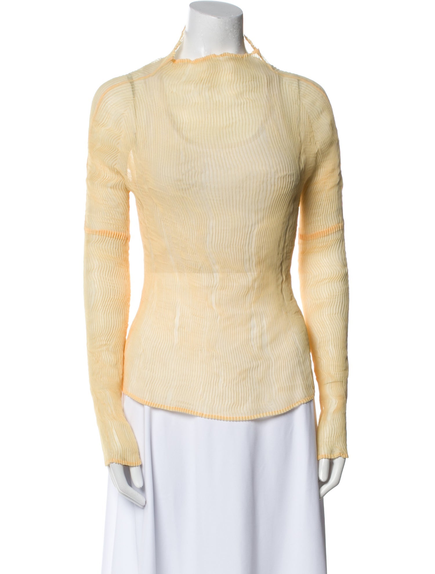 Issey Miyake Fete Mock Neck Long Sleeve Top