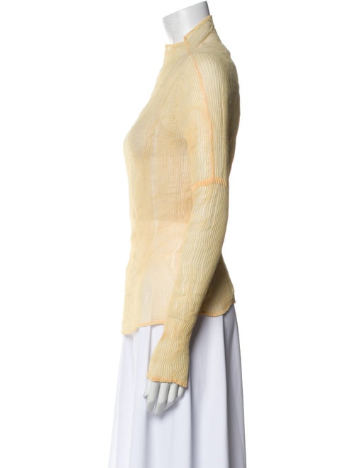 Issey Miyake Fete Mock Neck Long Sleeve Top
