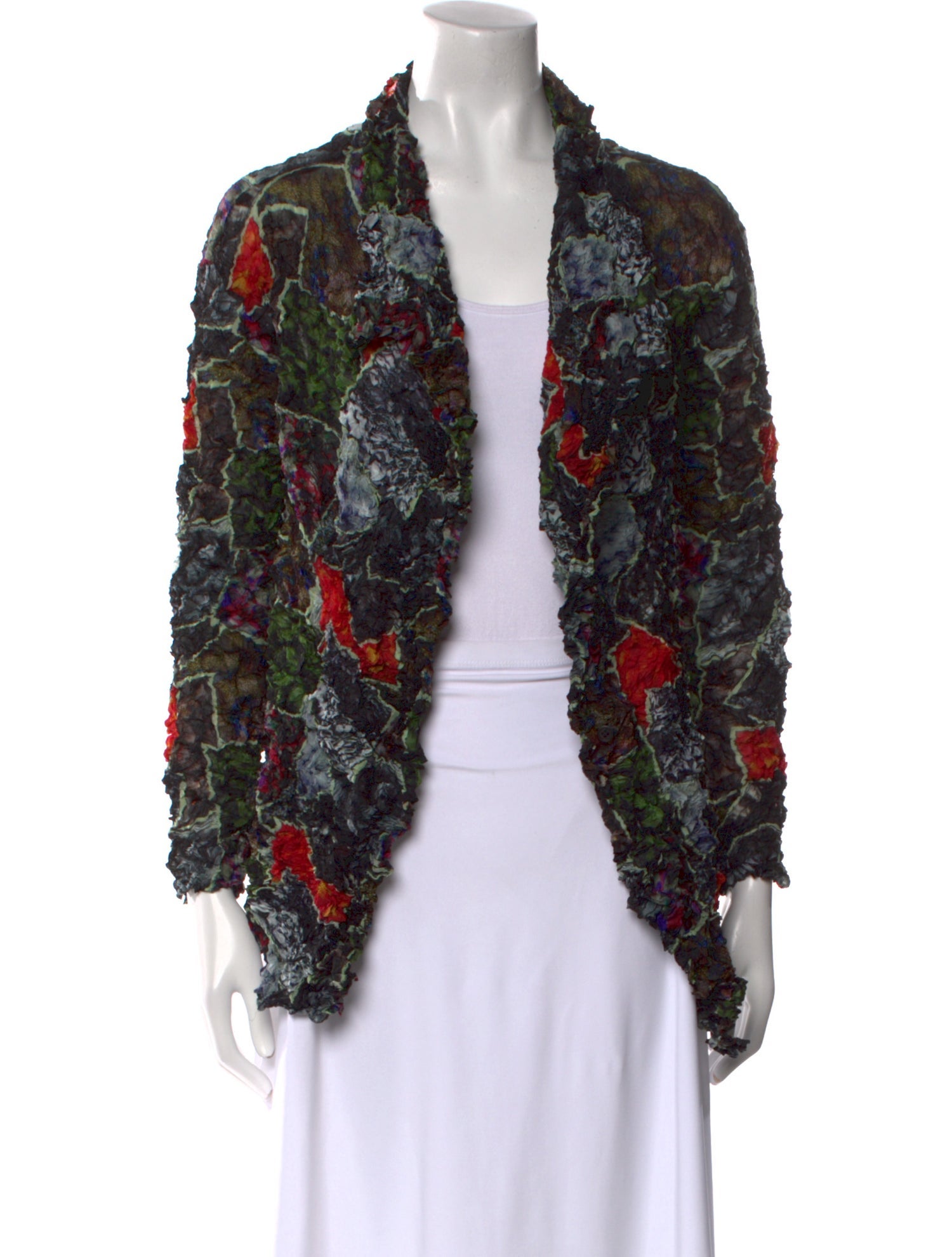 Issey Miyake Fete Printed V-Neck Blouse