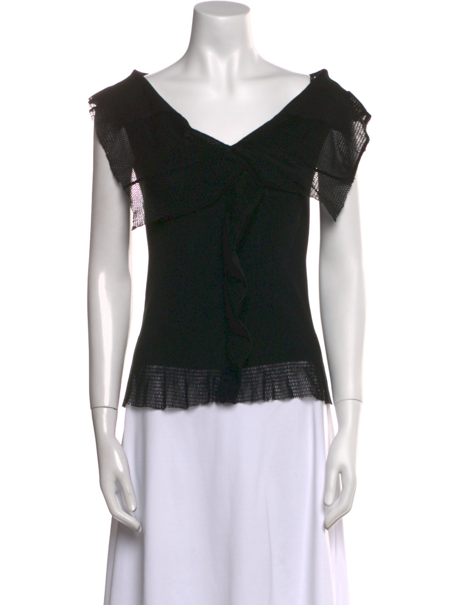 Issey Miyake Fete V-Neck Short Sleeve Top