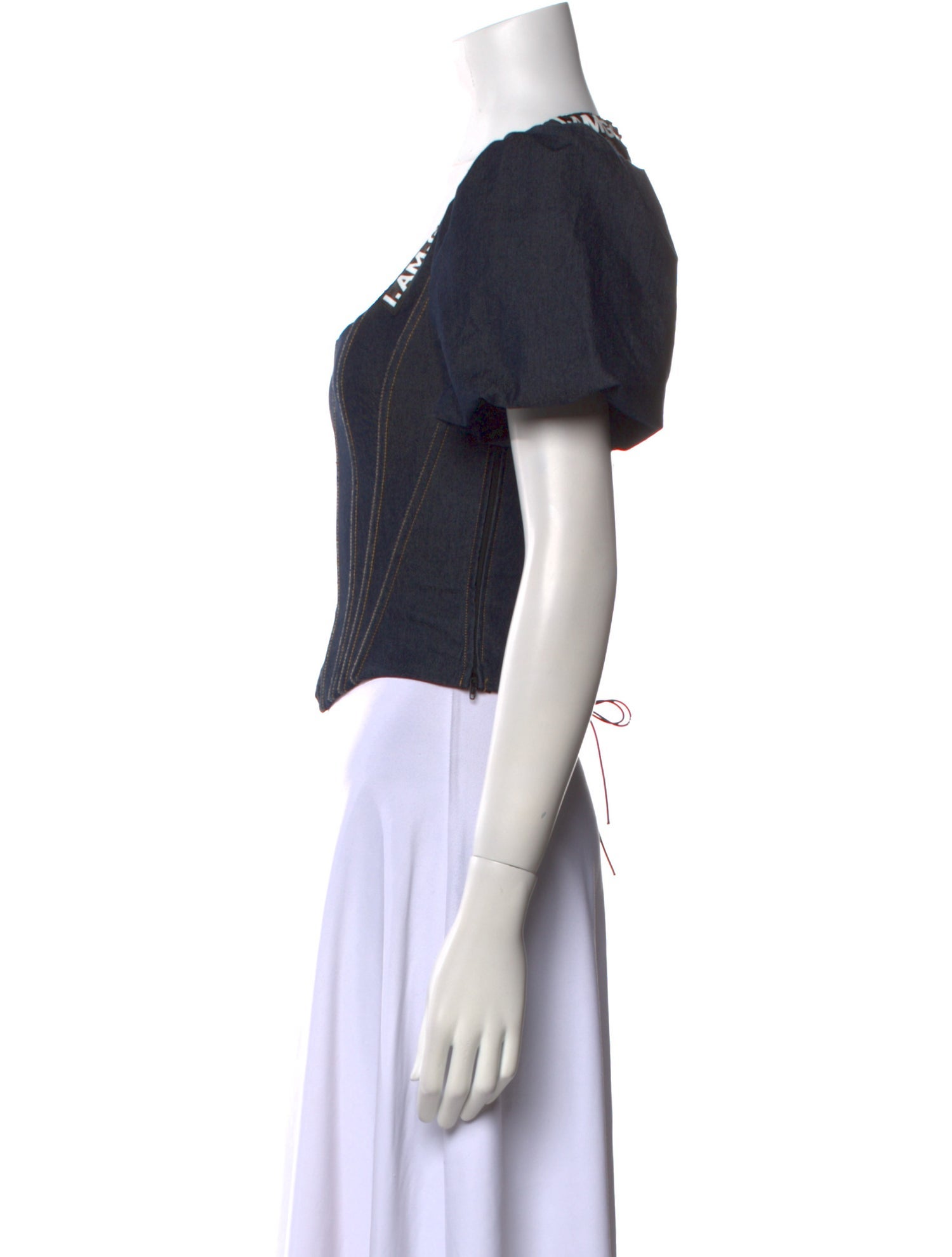 I.AM.GIA Square Neckline Short Sleeve Crop Top