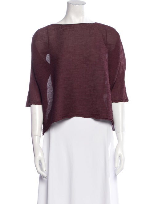 Issey Miyake Cauliflower Bateau Neckline Three-Quarter Sleeve Crop Top