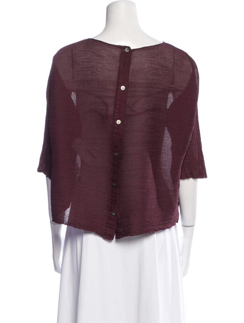 Issey Miyake Cauliflower Bateau Neckline Three-Quarter Sleeve Crop Top