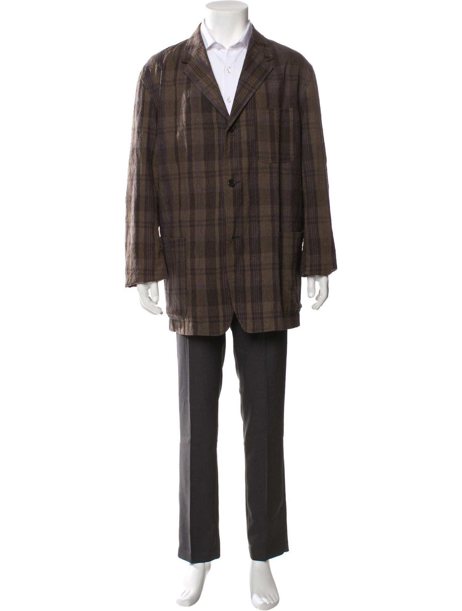 Issey Miyake Cauliflower Plaid Print Blazer