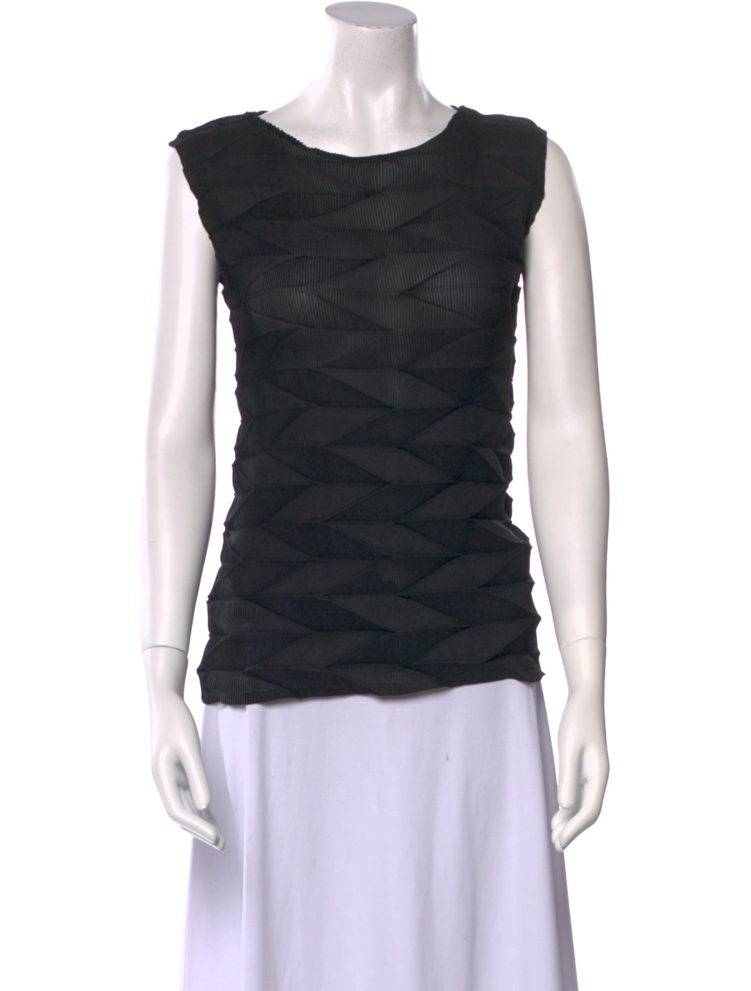 Issey Miyake Cauliflower Bateau Neckline Sleeveless Top
