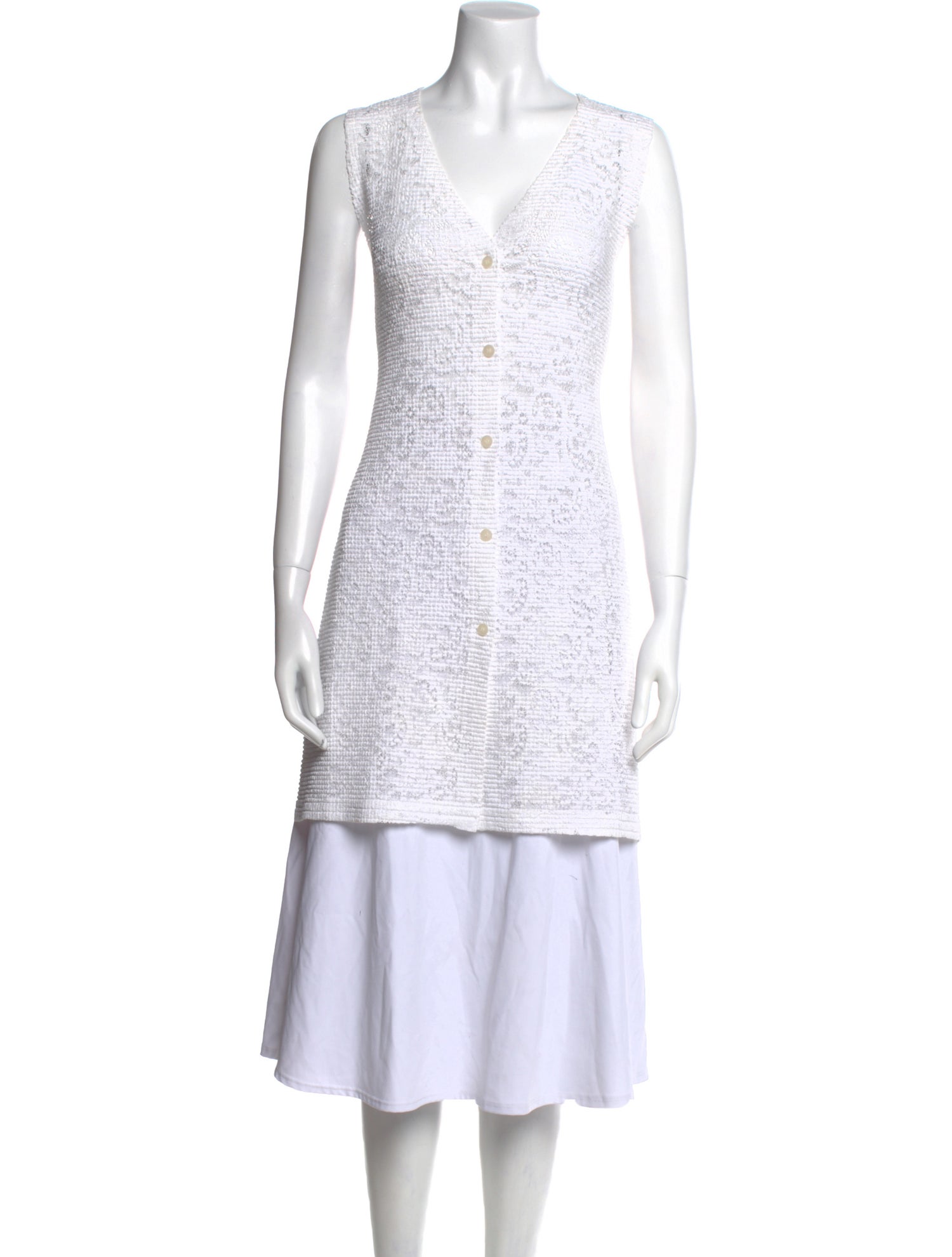 Issey Miyake Cauliflower V-Neck Sleeveless Tunic