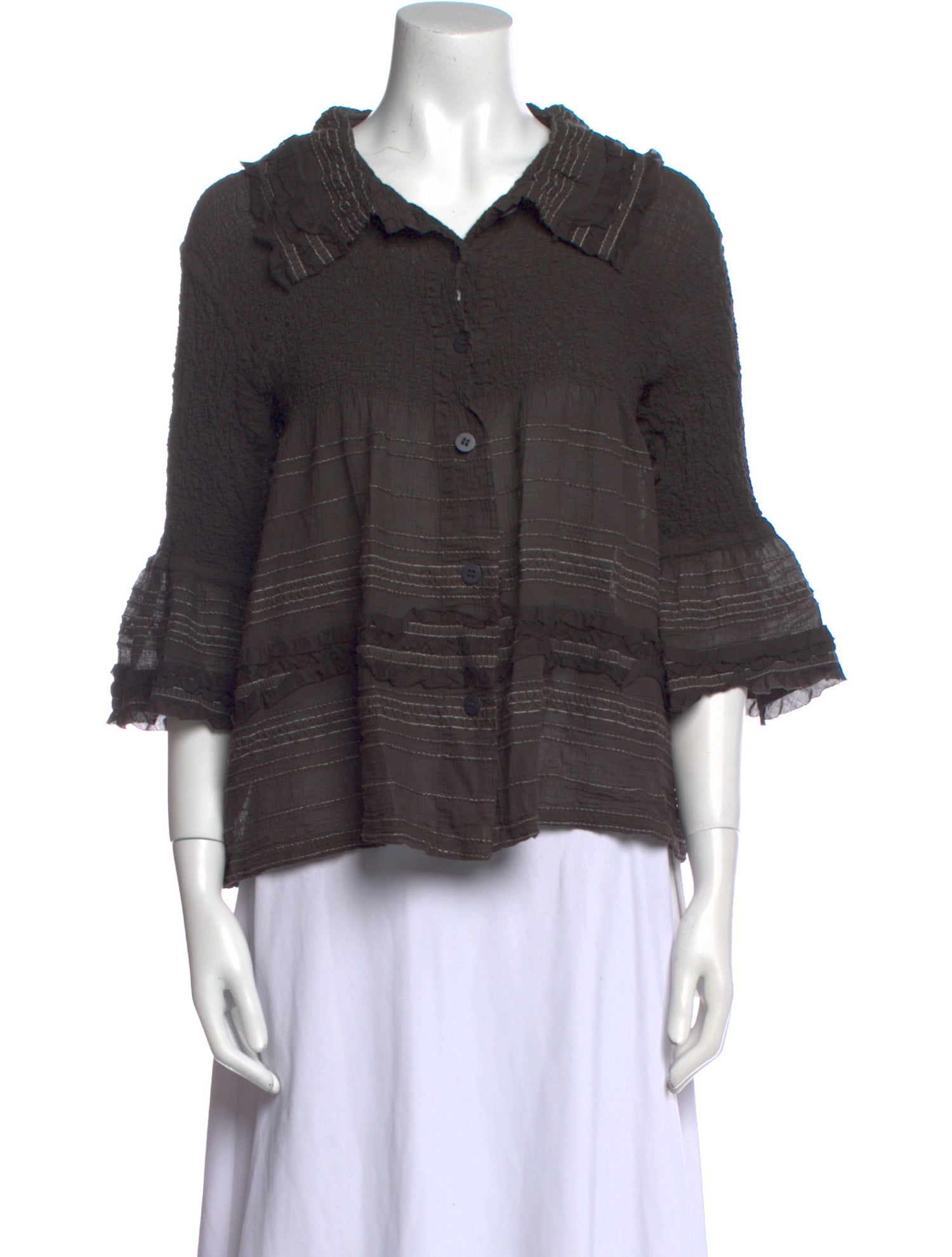 Issey Miyake Cauliflower Three-Quarter Sleeve Polo