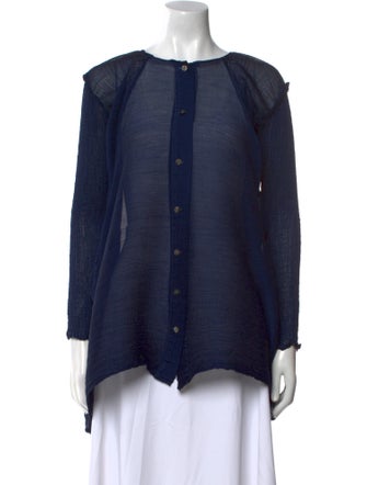 Issey Miyake Cauliflower Scoop Neck Long Sleeve Blouse