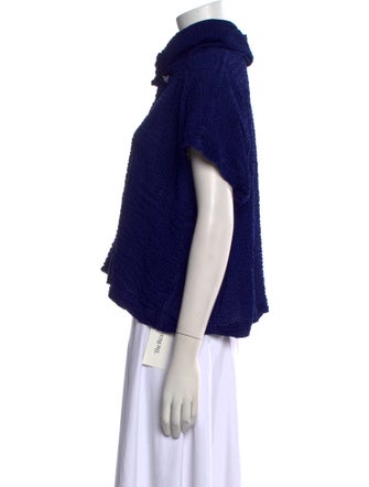 Issey Miyake Cauliflower Mock Neck Short Sleeve Crop Top