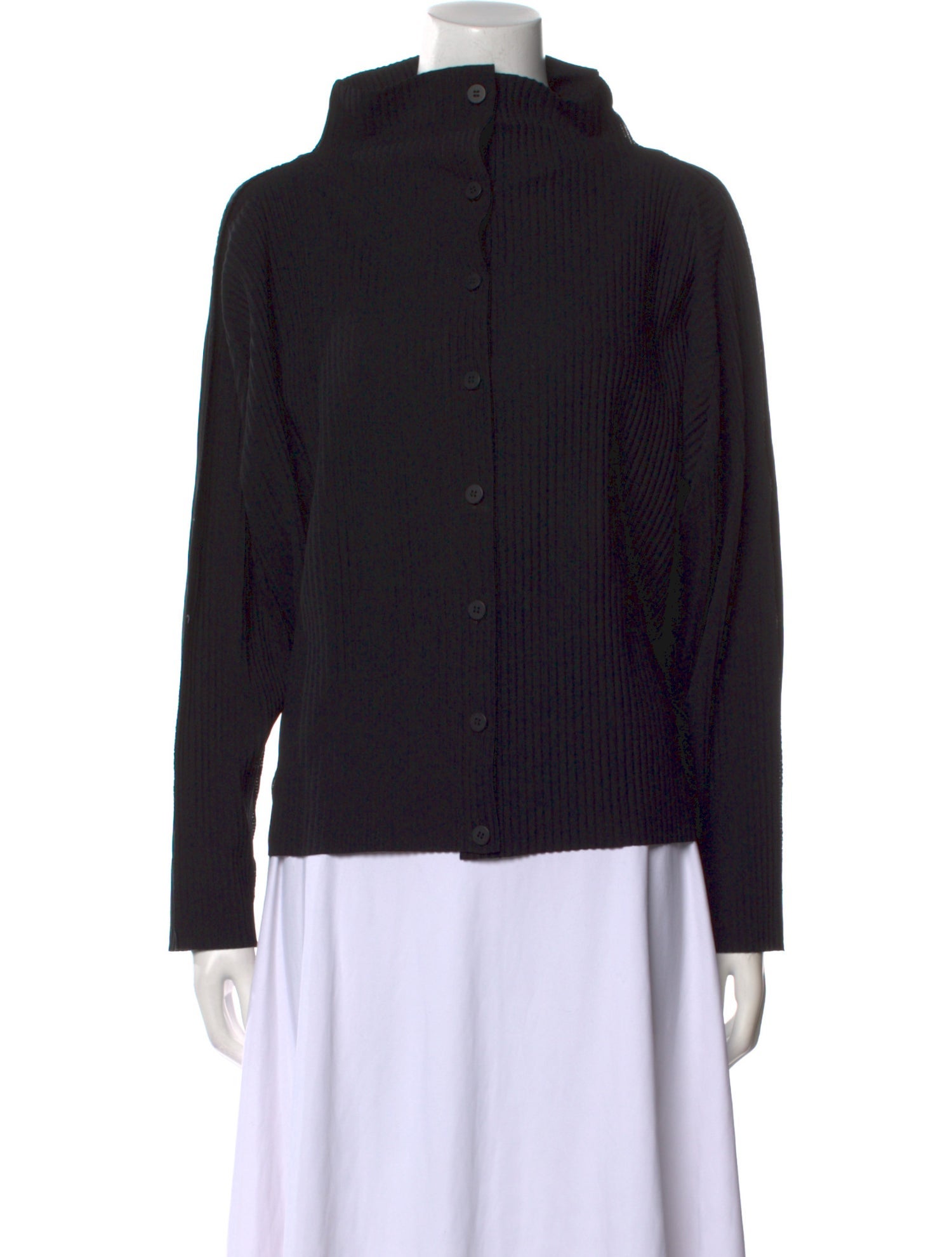 Issey Miyake Cauliflower Mock Neck Long Sleeve Sweatshirt