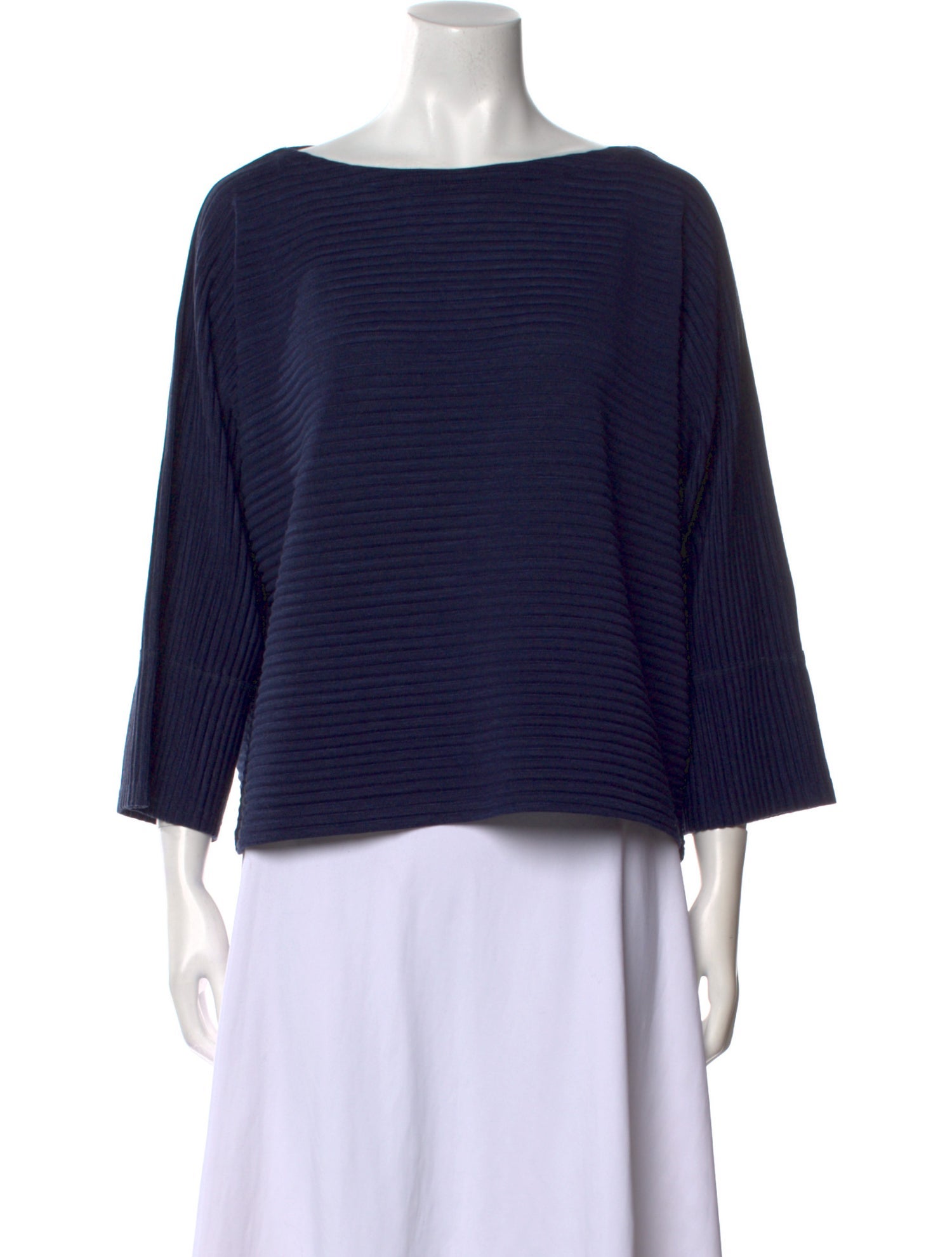 Issey Miyake Cauliflower Bateau Neckline Three-Quarter Sleeve Blouse