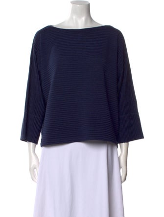 Issey Miyake Cauliflower Bateau Neckline Three-Quarter Sleeve Blouse