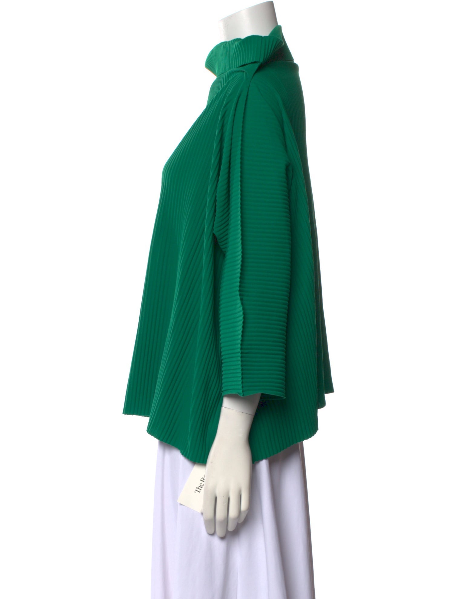 Issey Miyake Cauliflower Mock Neck Three-Quarter Sleeve Blouse