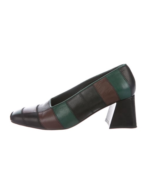 Miista Leather Striped Pumps Black