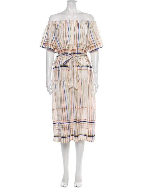 Miista Plaid Print Midi Length Dress Brown