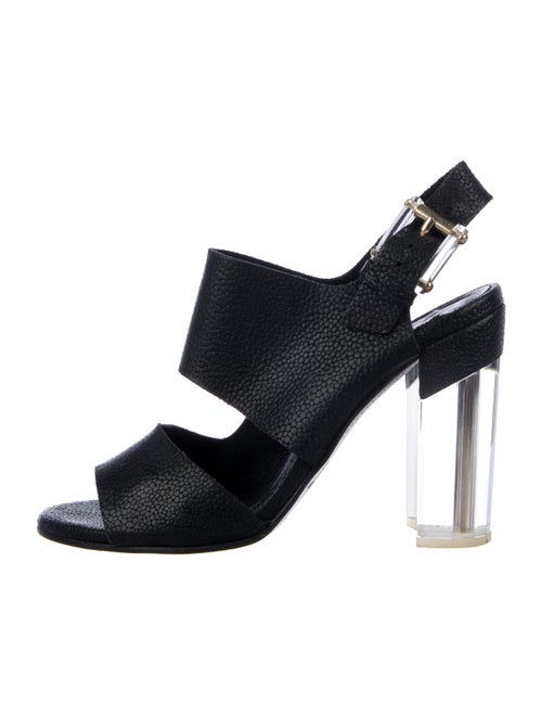 Miista Embossed Leather Slingback Sandals Black