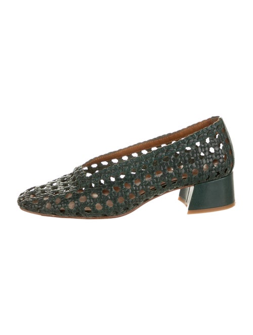 Miista Leather Braided Accents Pumps Green