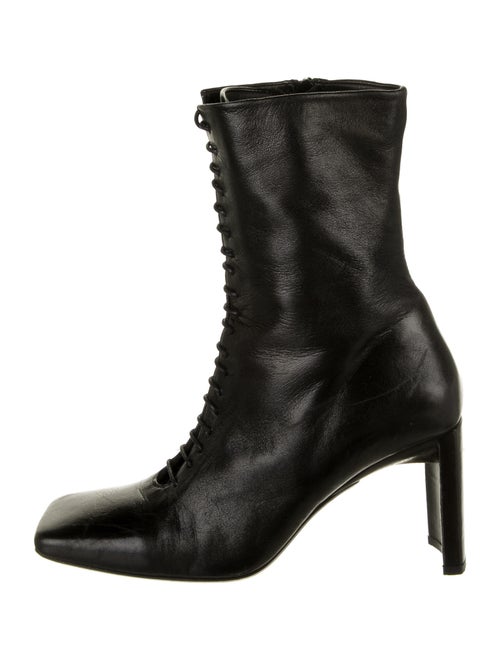 Miista Leather Lace-Up Boots Black