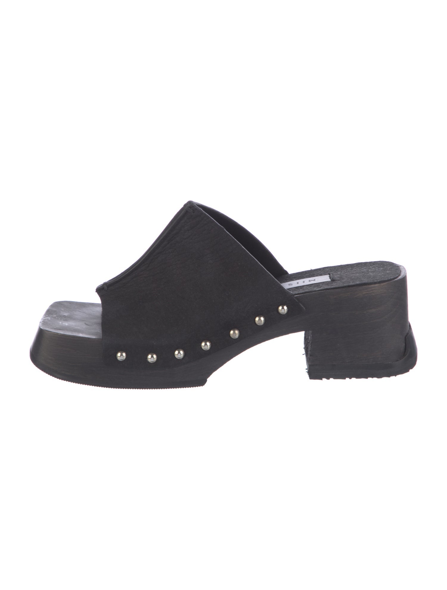 Miista Leather Studded Accents Slides