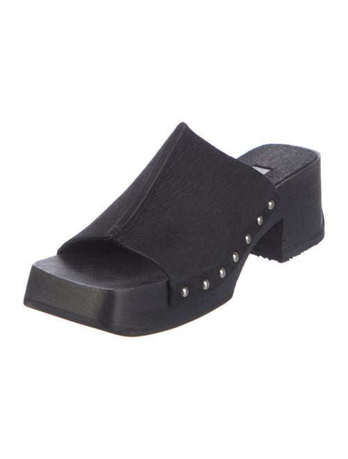 Miista Leather Studded Accents Slides