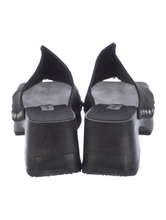 Miista Leather Studded Accents Slides