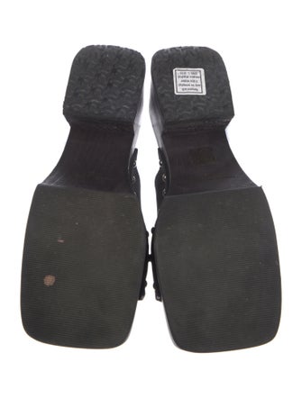 Miista Leather Studded Accents Slides