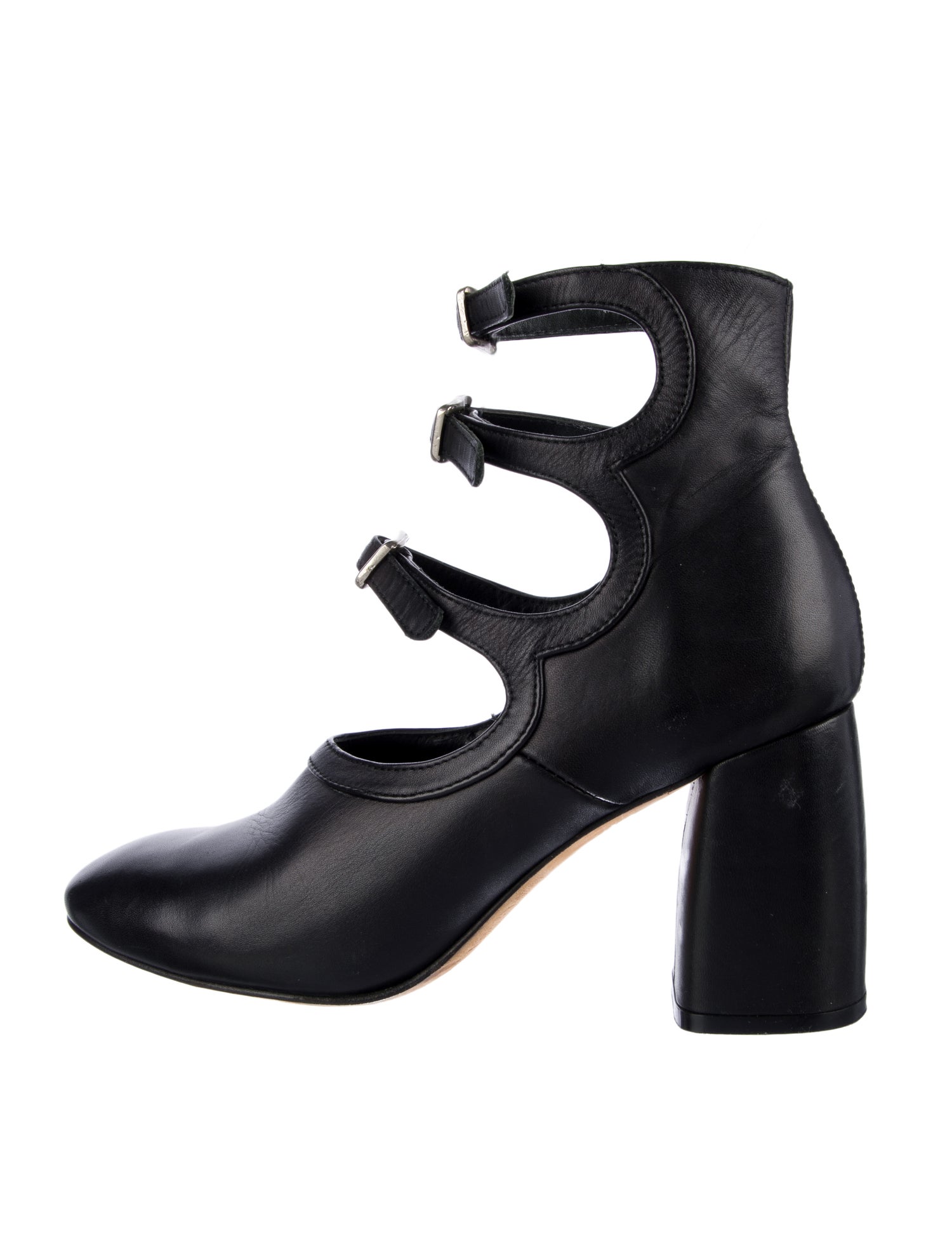 Miista Leather Cutout Accent Pumps