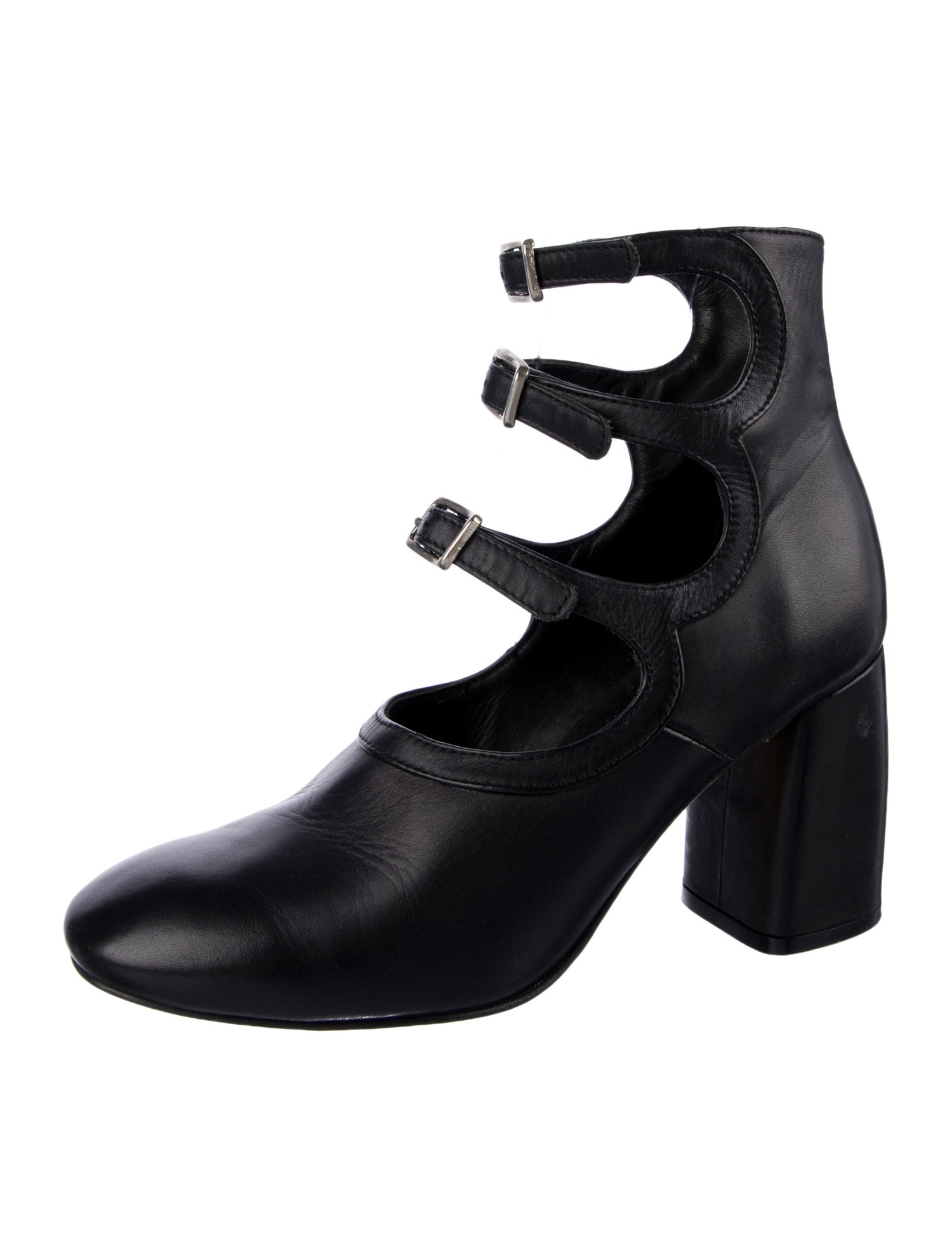 Miista Leather Cutout Accent Pumps