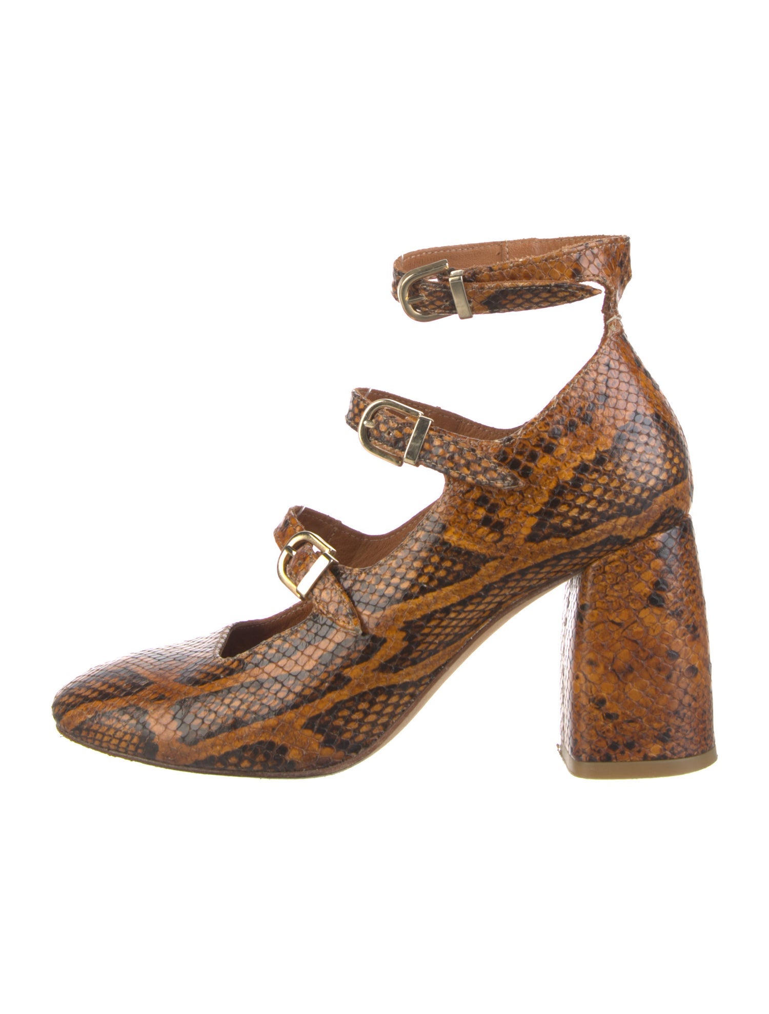 Miista Leather Animal Print Pumps