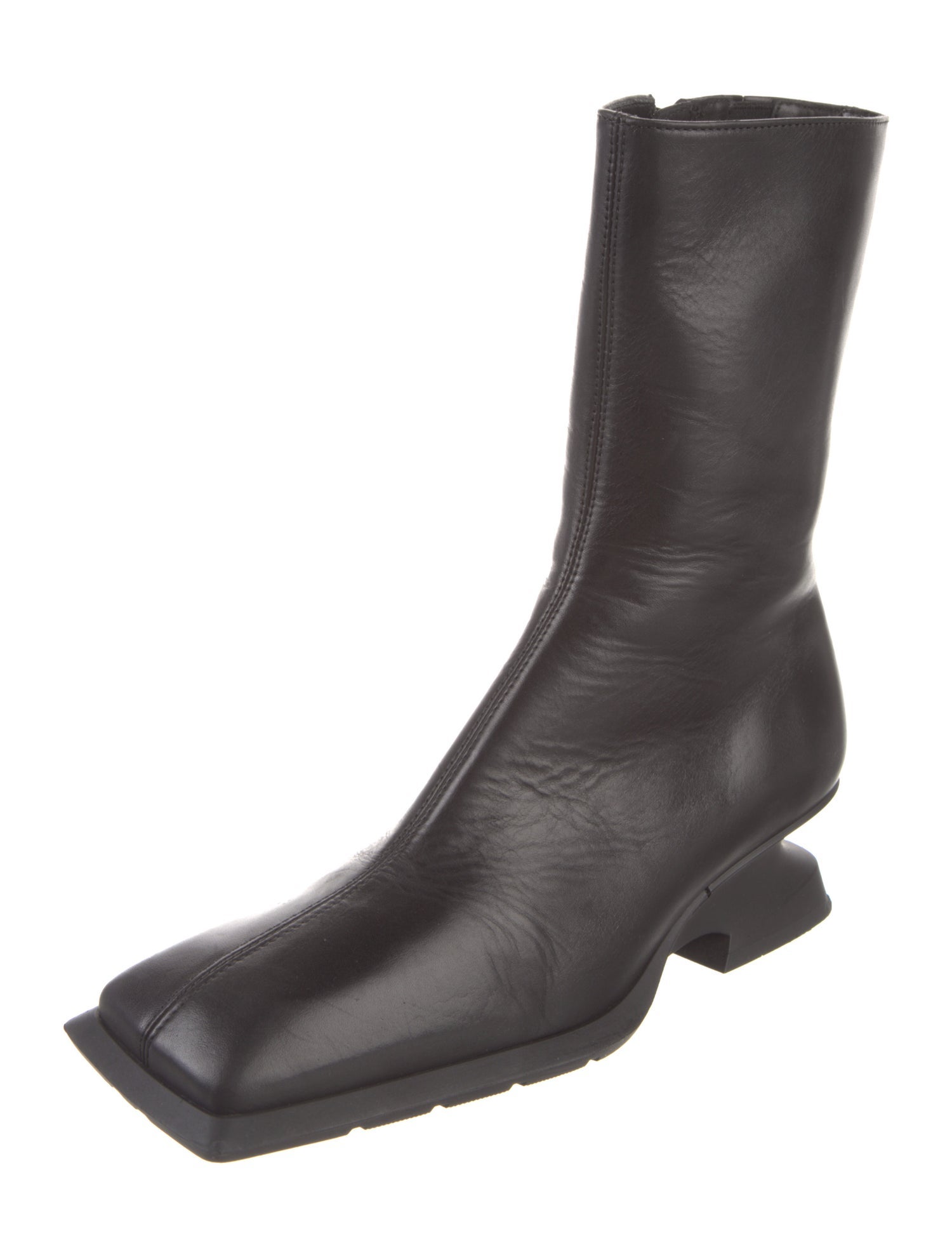 Miista Leather Embroidered Accent Boots