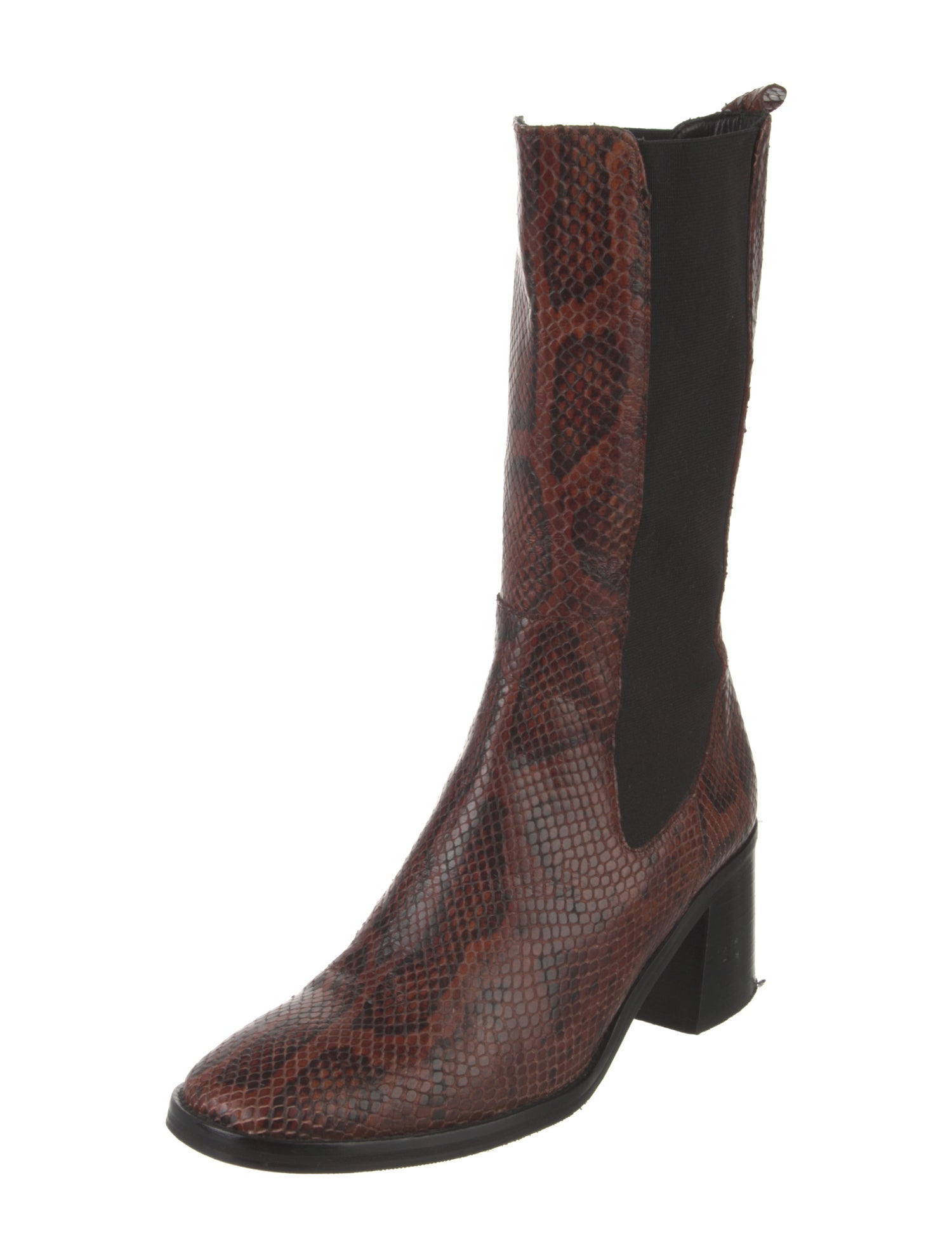 Miista Embossed Leather Animal Print Chelsea Boots