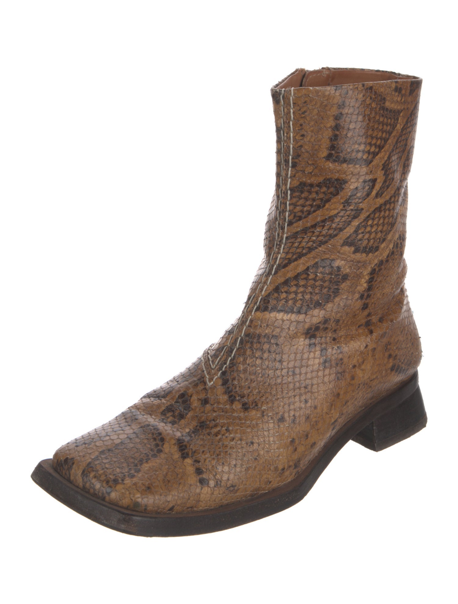 Miista Leather Animal Print Boots