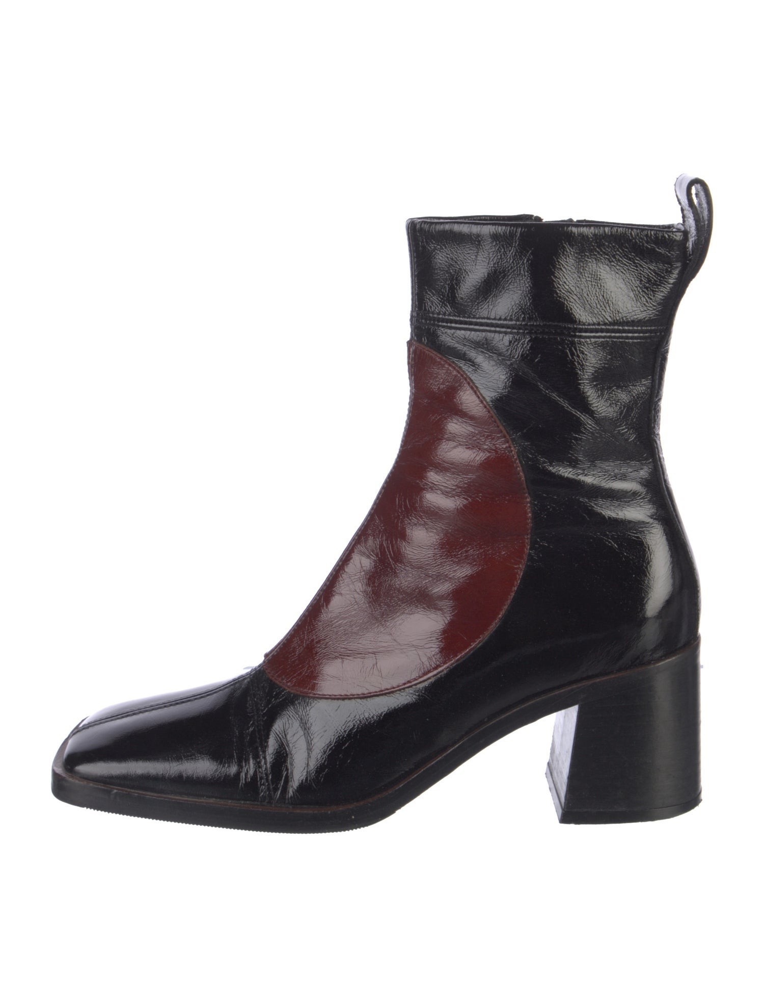 Miista Patent Leather Colorblock Pattern Chelsea Boots