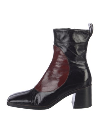 Miista Patent Leather Colorblock Pattern Chelsea Boots