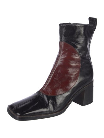 Miista Patent Leather Colorblock Pattern Chelsea Boots
