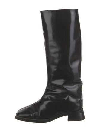 Miista Leather Distressed Accents Riding Boots
