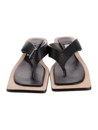 Miista Leather Animal Print Slides