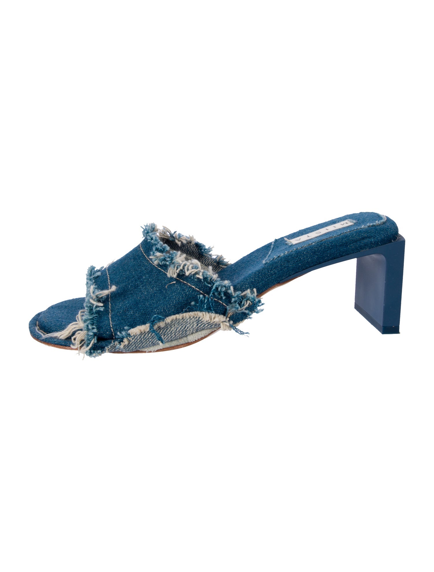 Miista Denim Raw-Edge Trim Slides