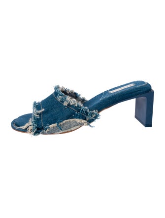 Miista Denim Raw-Edge Trim Slides