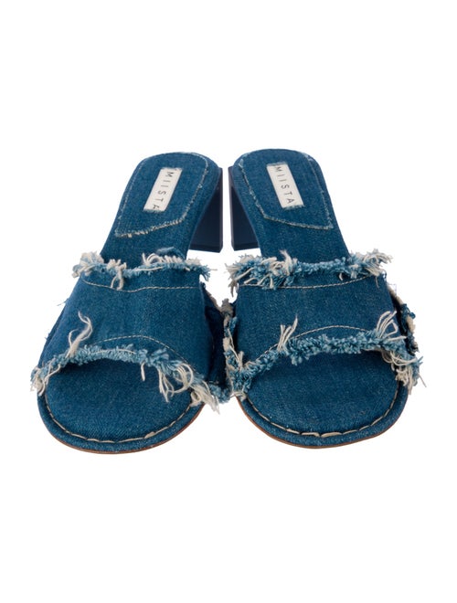 Miista Denim Raw-Edge Trim Slides