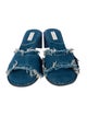 Miista Denim Raw-Edge Trim Slides
