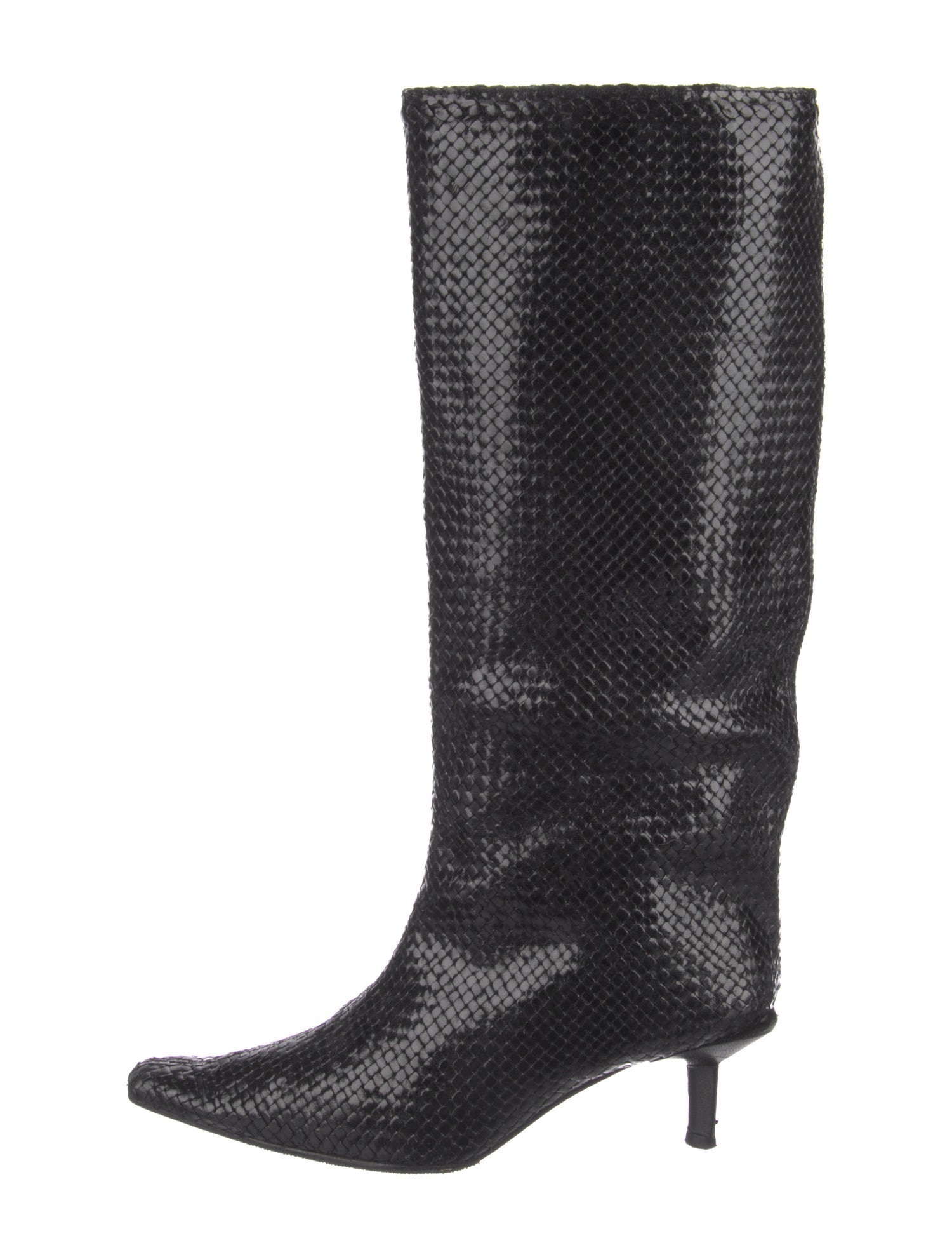 Miista Leather Animal Print Riding Boots