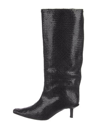 Miista Leather Animal Print Riding Boots