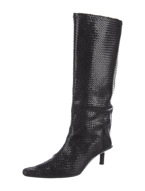 Miista Leather Animal Print Riding Boots