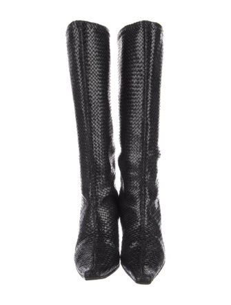 Miista Leather Animal Print Riding Boots