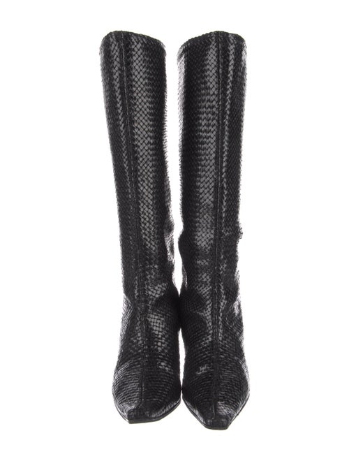 Miista Leather Animal Print Riding Boots