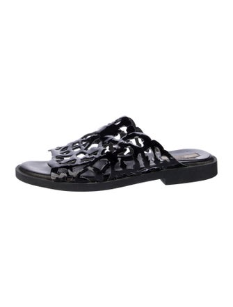 Miista Patent Leather Cutout Accent Slides